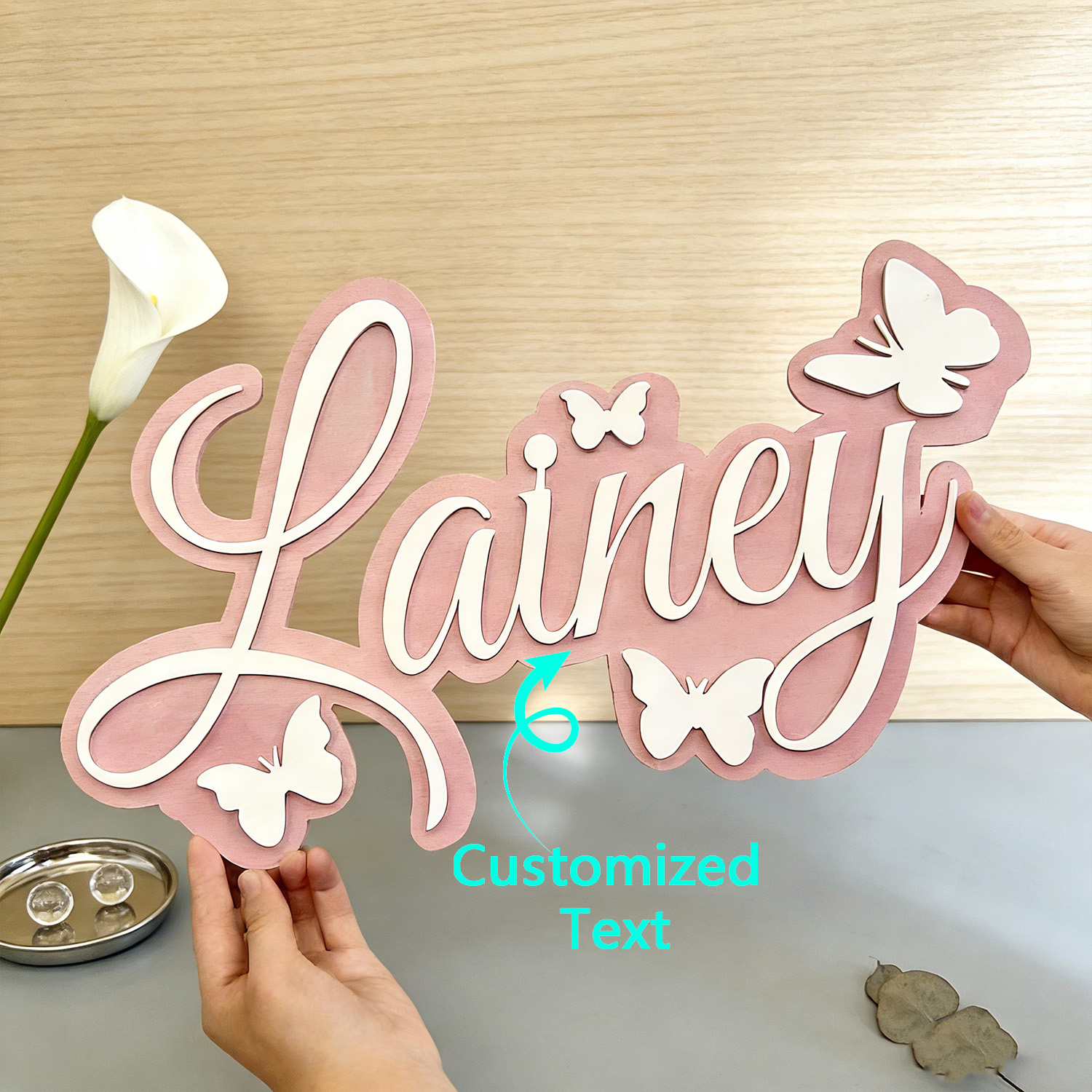 Baby Products Brands - 1pc Double-layer Customized Surname Brand,Wooden Product