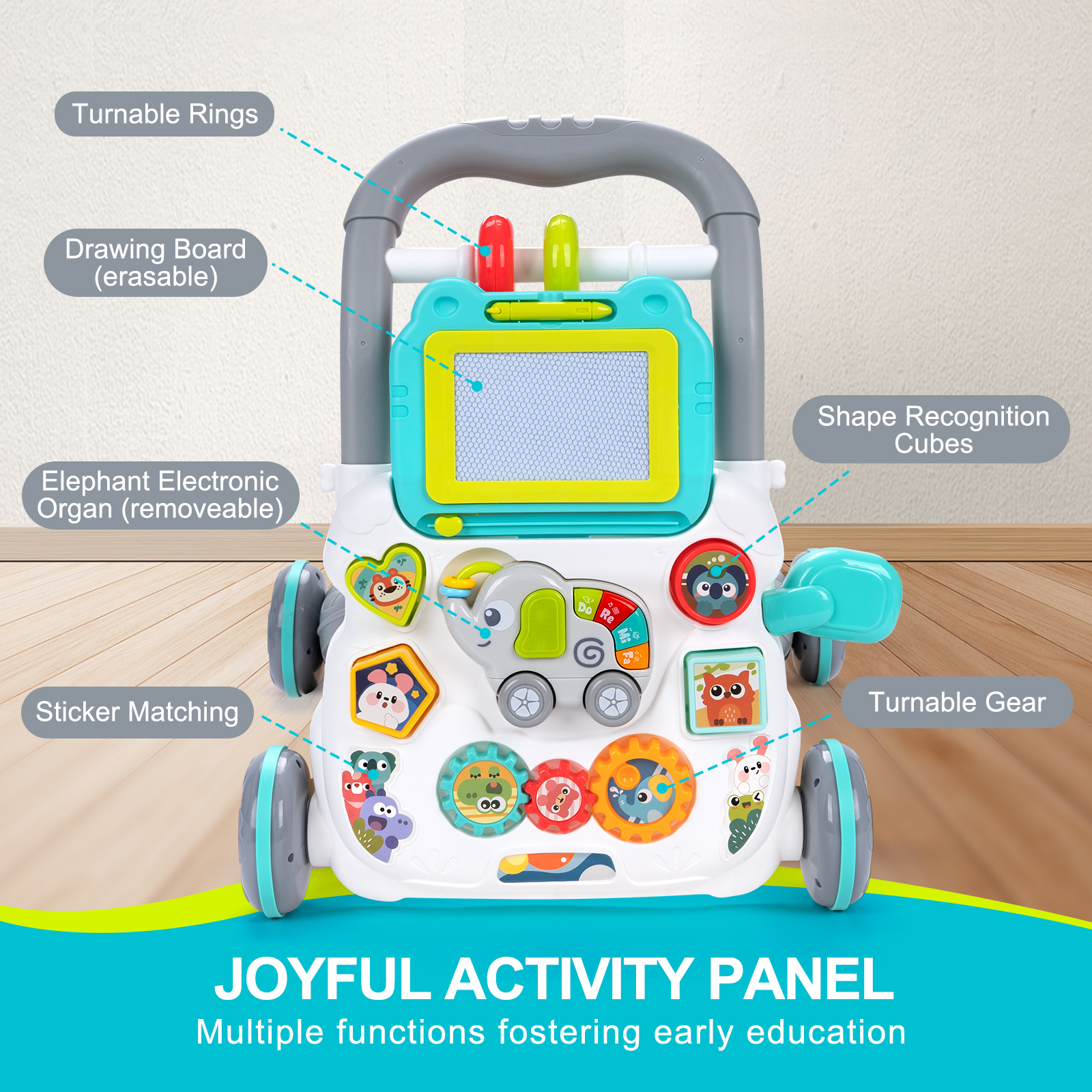 Cartoon Baby Push Walker Toy w - Baby Walker Activity 评论和价格