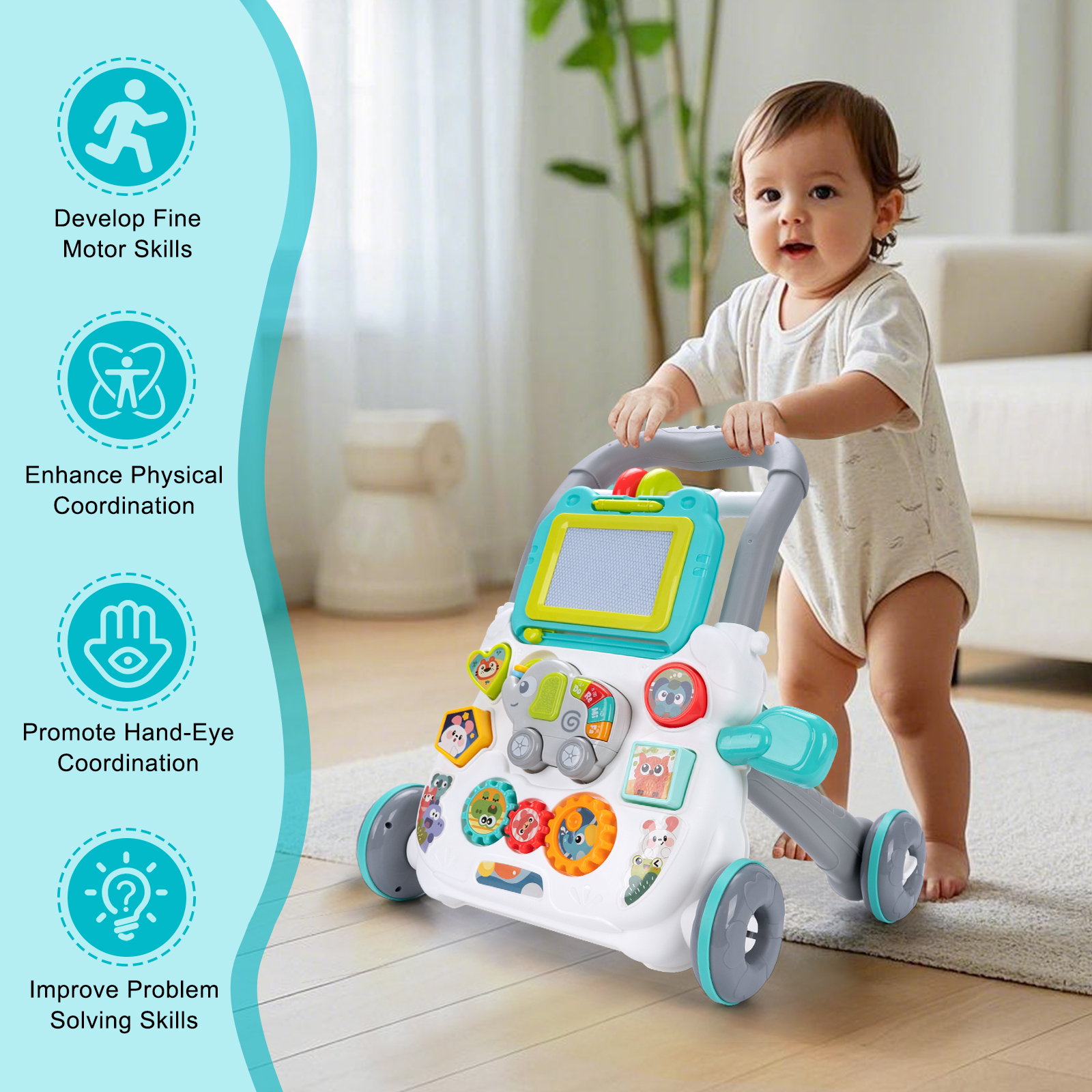 Cartoon Baby Push Walker Toy w - Baby Walker Activity 评论和价格