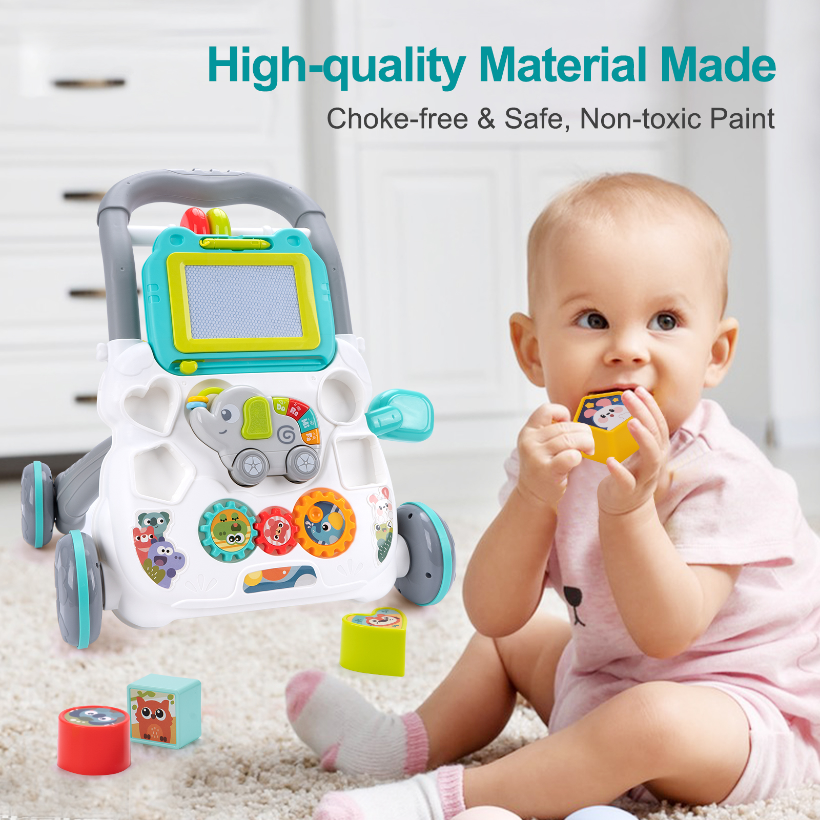 Cartoon Baby Push Walker Toy w - Baby Walker Activity 评论和价格