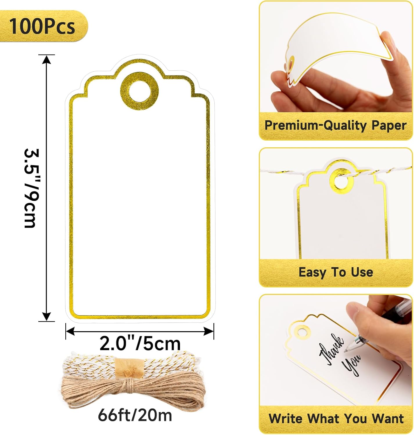 Gold Foil Gift Tags with Strin - Baby Products Gift 评论和价格