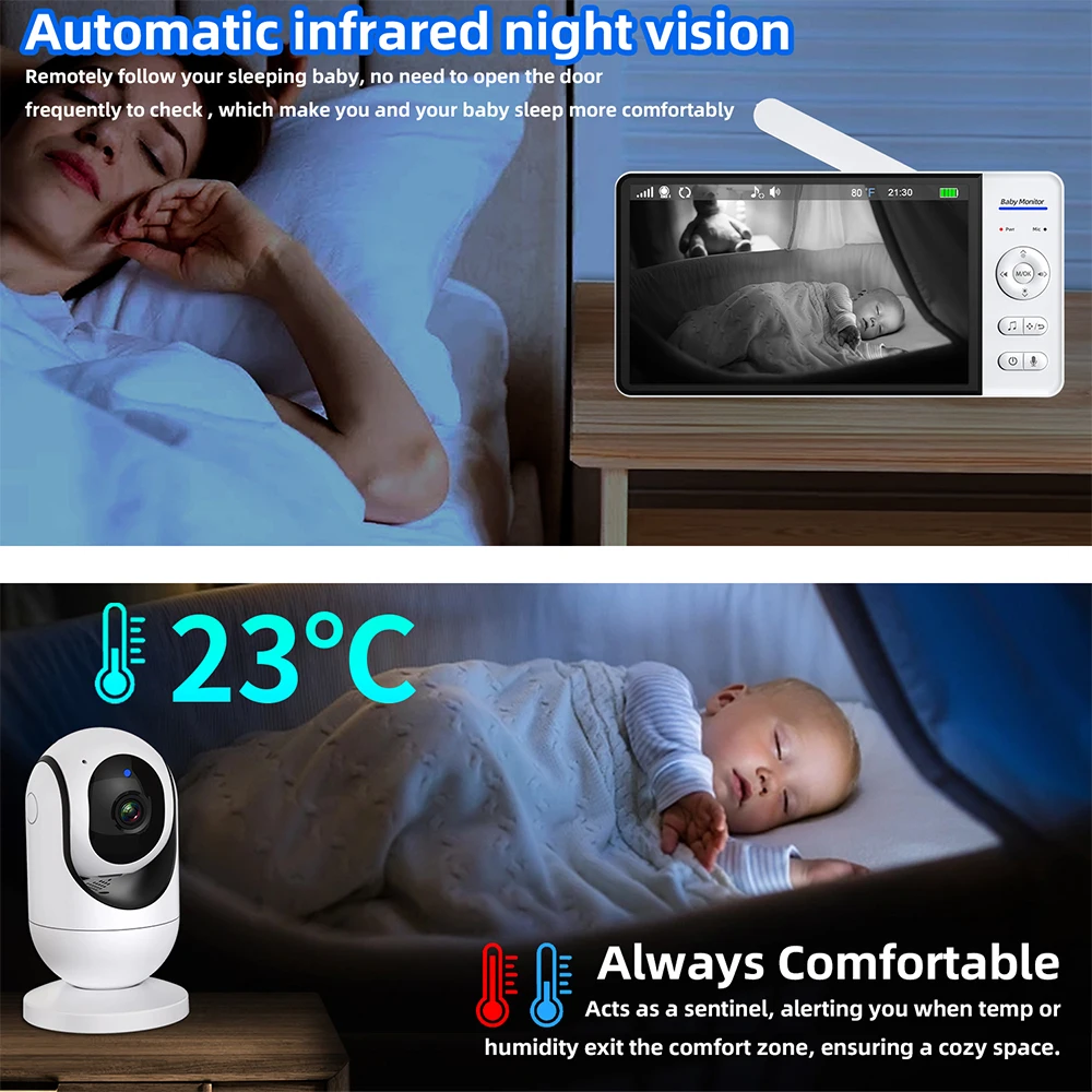 No WiFi 7 Inch Baby Monitor 2- - Baby Monitor Sensor 评论和价格