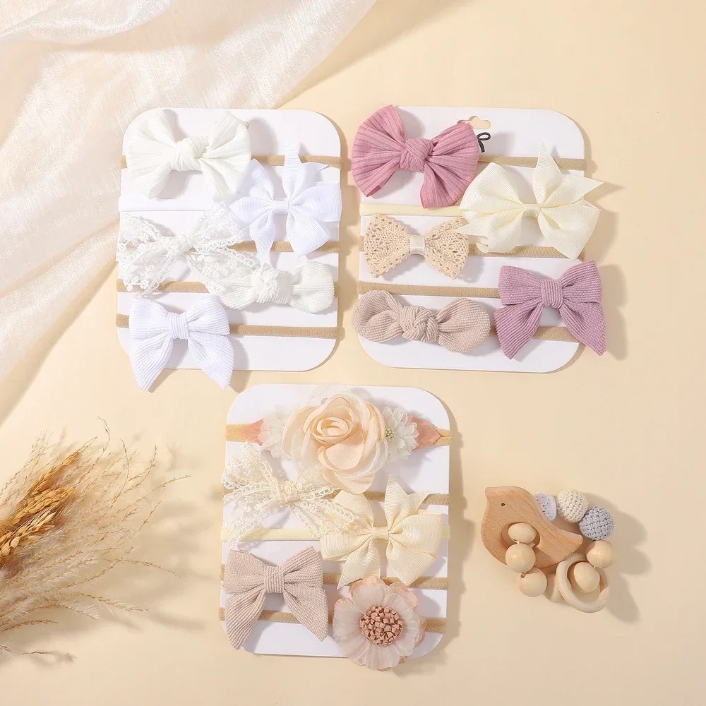 5Pcs Baby Flower Lace Bow Head - Baby Products Set 评论和价格