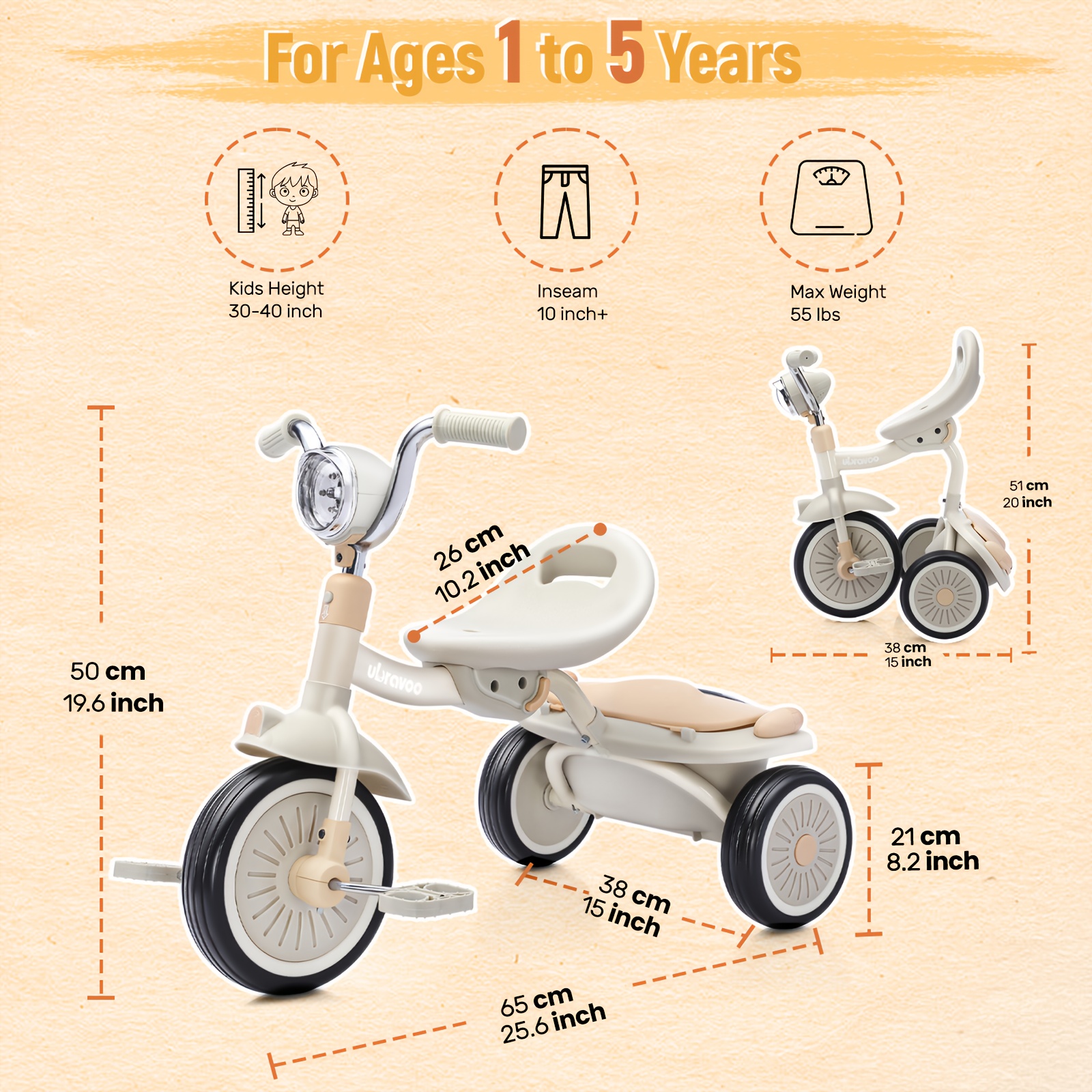 4-in-1 Kids Tricycle – 3-Wheel - Baby Products 1 Year 评论和价格